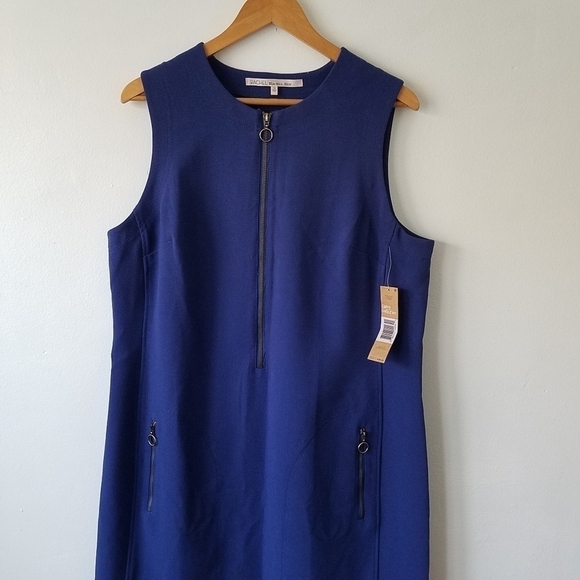 𝅺Rachel Rachel Roy Blue 1/2 Ziper Front Sleeveless Shift Dress Size 1X - Picture 7 of 12